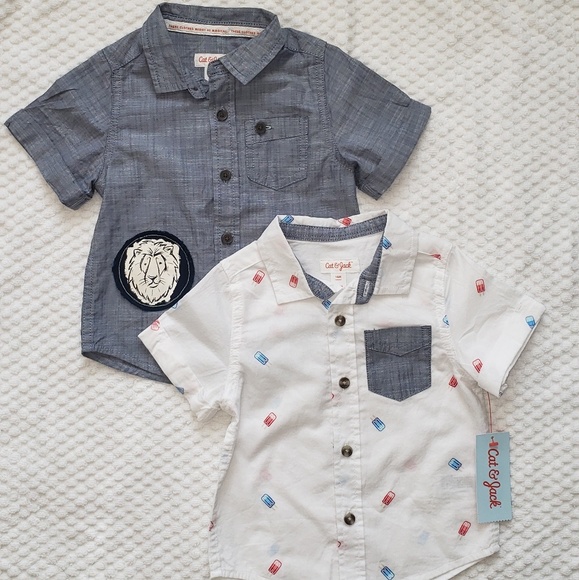 Toddler Boys' Short Sleeve Challis Button-Down Shirt - Cat & Jack 2T main image 1